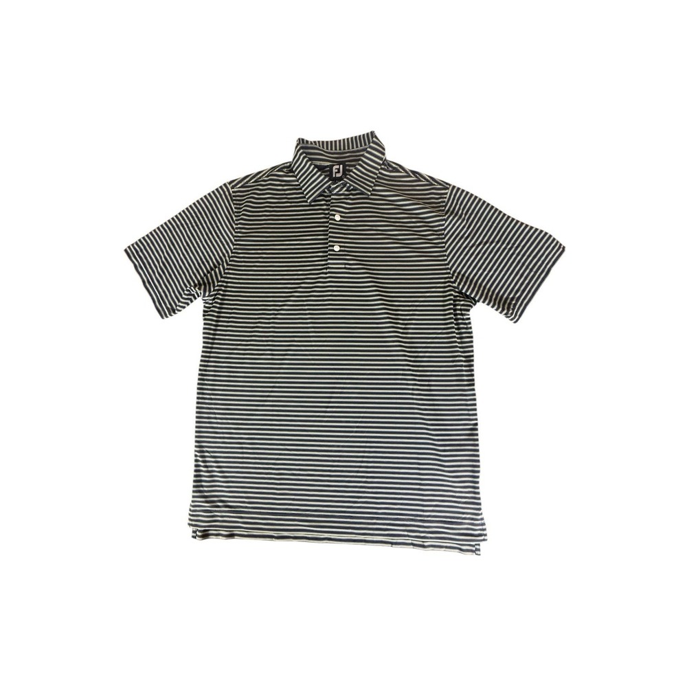 Footjoy Shirt Adult Large Green Black Striped Performance Polo Stretch Golf Mens
